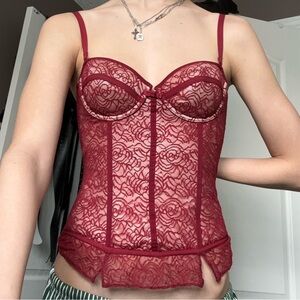 Red Lace Corset Top